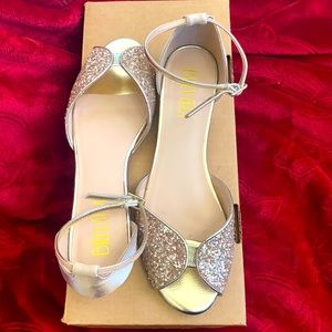 Billy Ella Glitter Champagne Faux Leather Flats